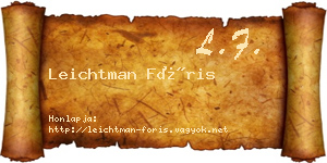 Leichtman Fóris névjegykártya